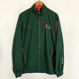 Nike University Miami Hurricanes Windbreaker Jacket L Full Zip Embroidered Logo